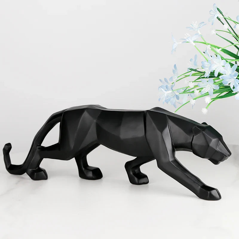 Afralia™ Black Panther Resin Geometric Statue Decor Ornament