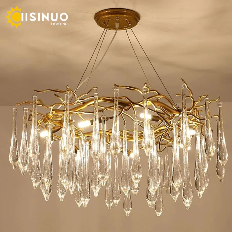 Afralia™ LED Crystal Chandelier: Luxury Home Decoration Living Room Hanging Lamp