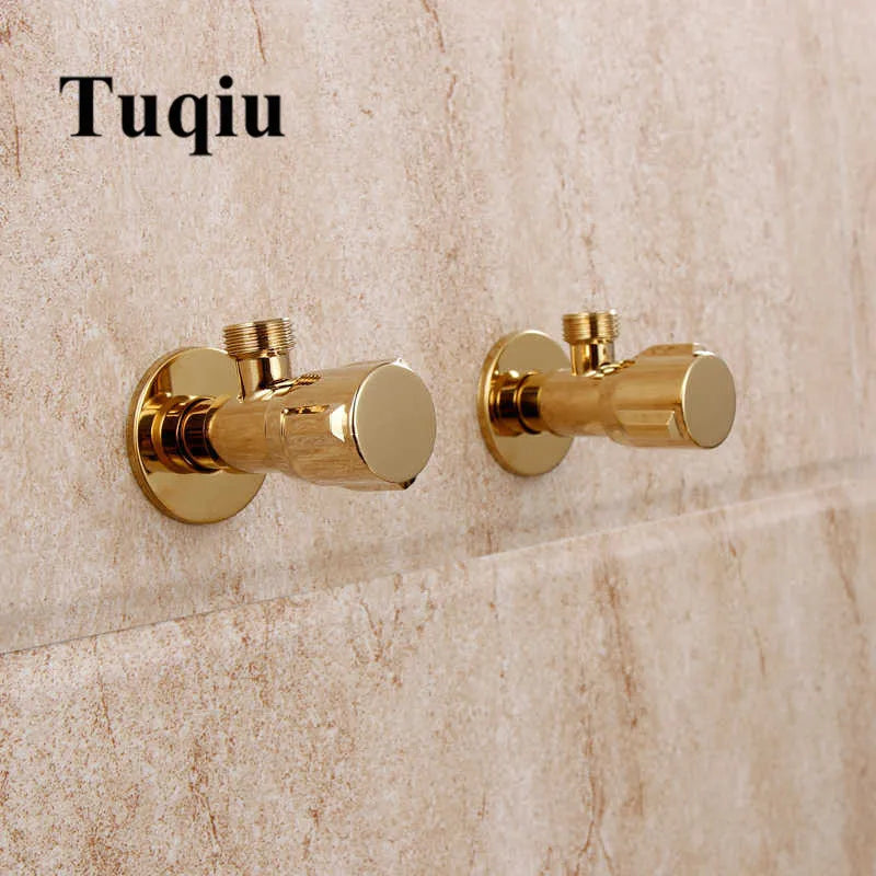 Afralia™ Gold Solid Brass Wall Mount Triangle Valve for Faucet and Toilet
