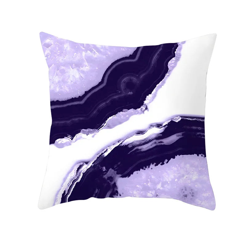 Afralia™ Purple Geometric Heart Charms Pillow Case: Chic Home Decor in Marble-inspired Design