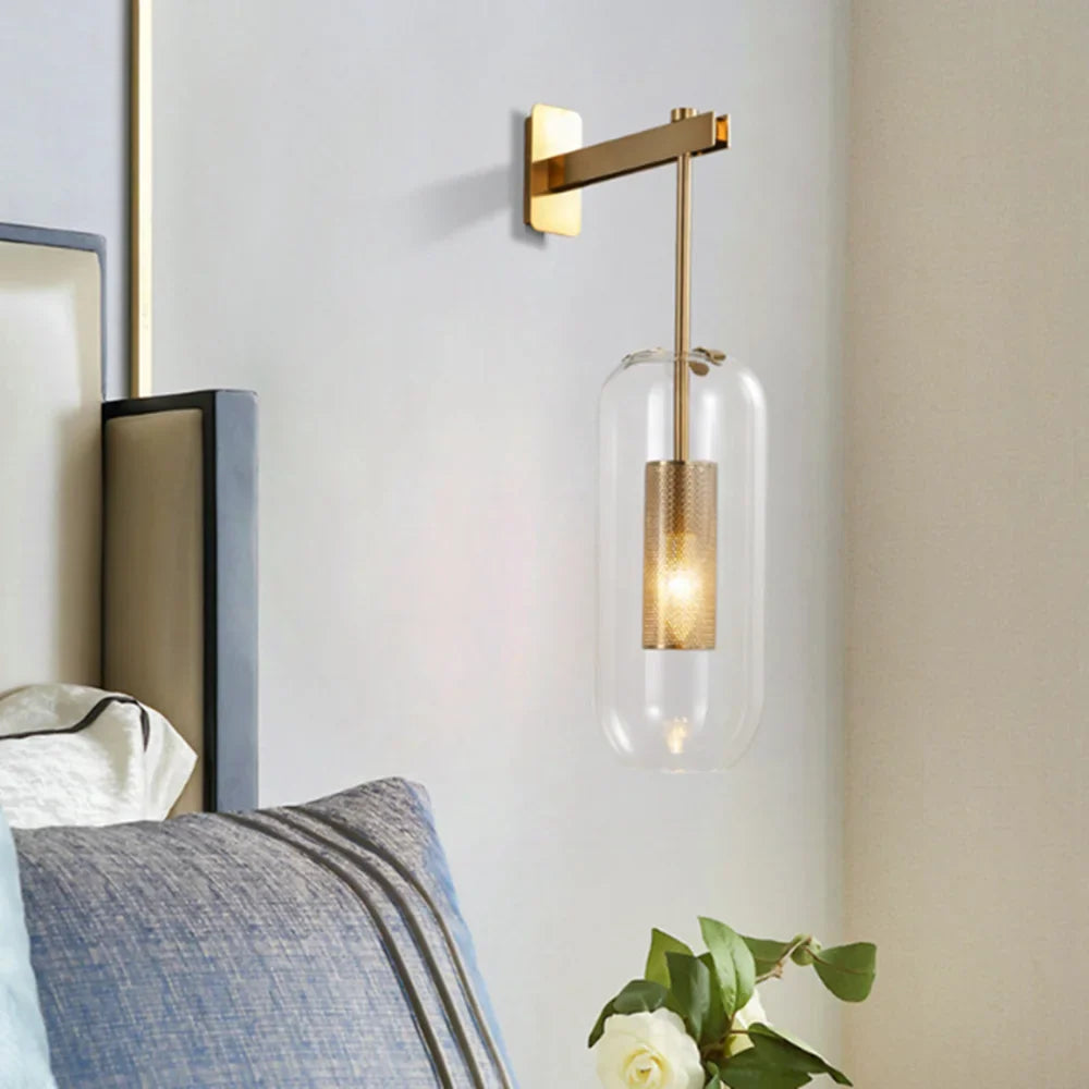 Afralia™ Gold Glass Wall Lamp: Post-modern E14 Industrial Sconce for Home Decor