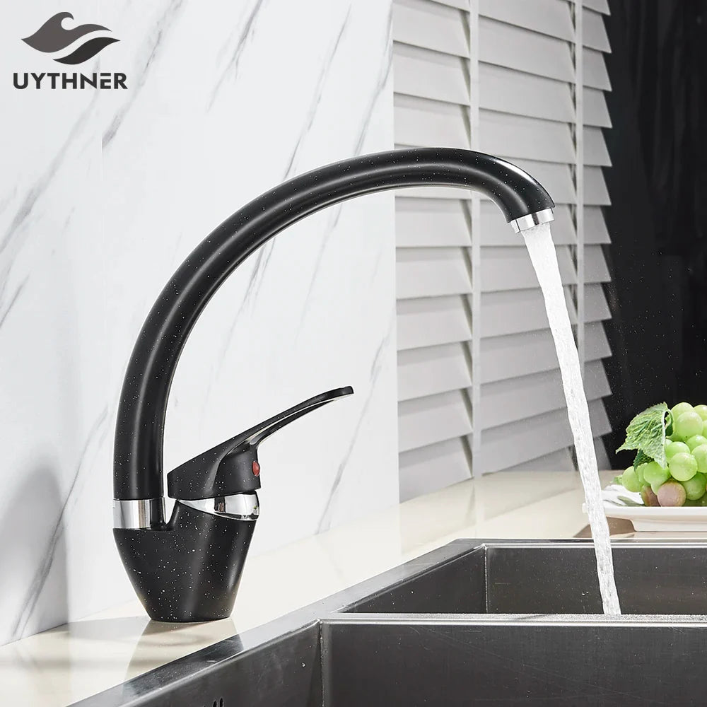 Afralia™ Brass Black Kitchen Sink Faucet Single Handle Swivel Spout Mixer Tap