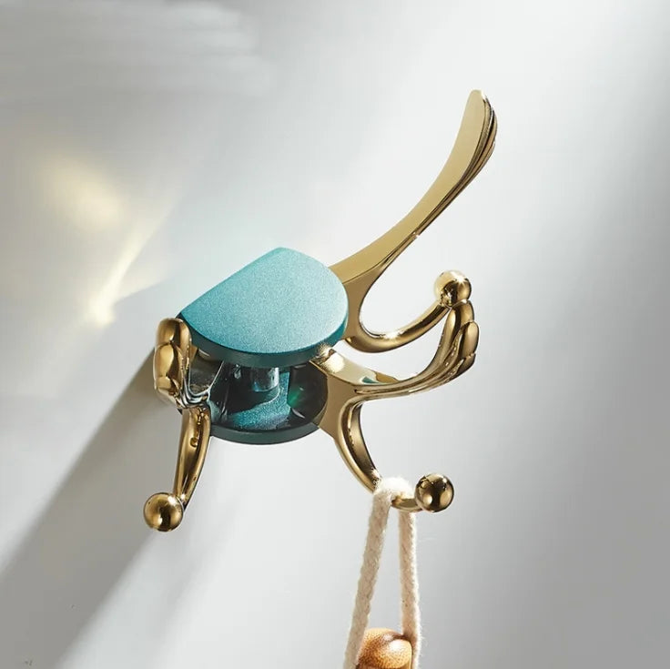 Afralia™ Green Gold Zinc Alloy Coat Hook Wall Hanging Single Hook for Bathroom or Door