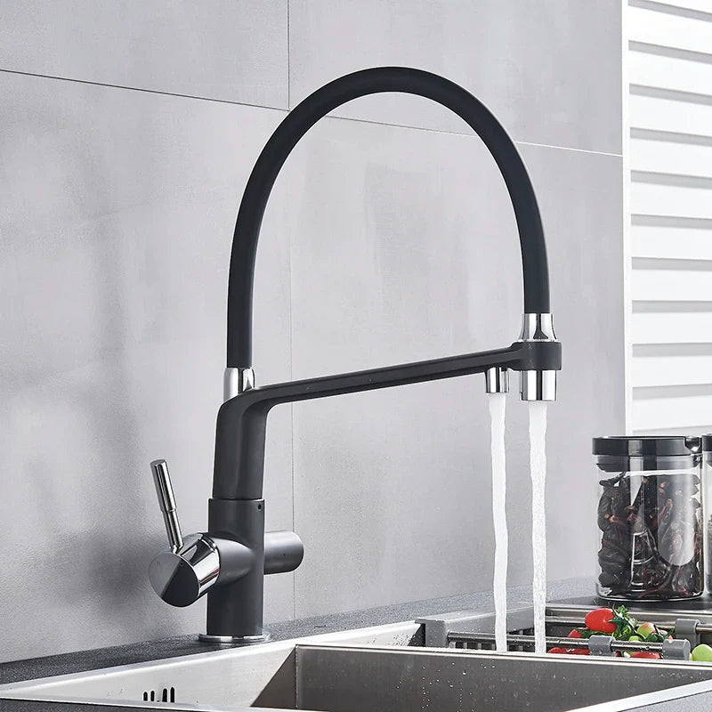 Afralia™ Dual Spout Water Filter Faucet with 360° Rotation - Kitchen Mixer Tap