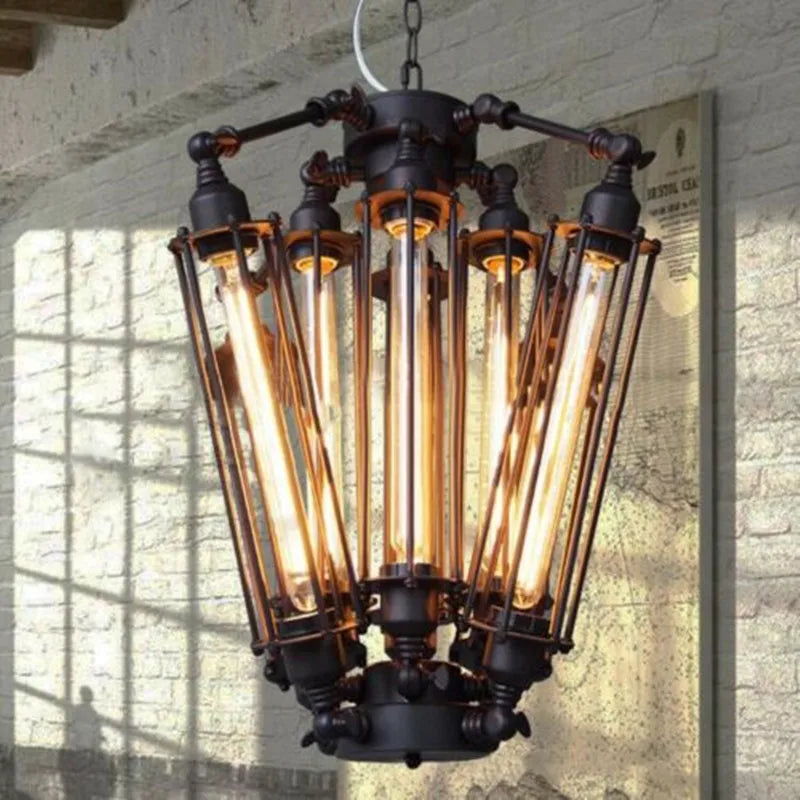Afralia™ Industrial 8-Head Hanging Pendant Lamp for Cafe Dining Room and Bar