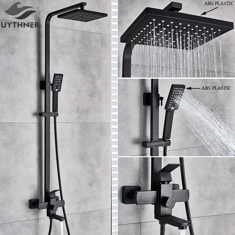 Afralia™ Shower Faucet Set with Rainfall Head, Wall Mounted Mixer System