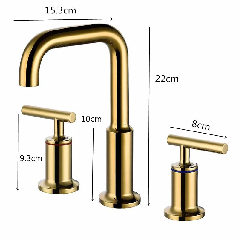 Afralia™ Rose Gold Dual Handle Basin Faucet, Brushed Bathroom Mixer Tap