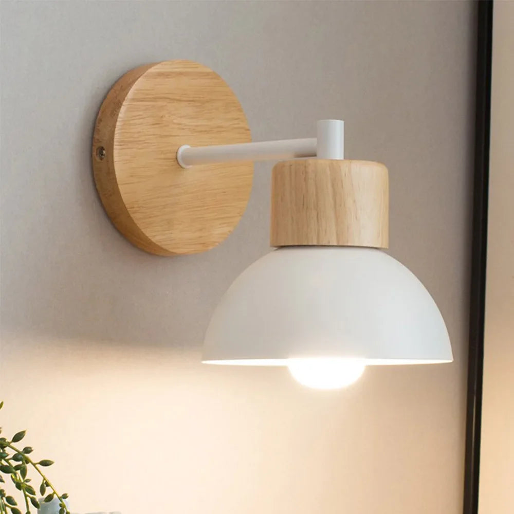 Afralia™ Nordic Wooden Wall Sconce Light: Modern Vintage Decor for Bedroom & Living Room