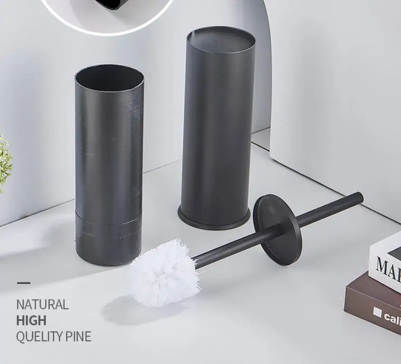 Afralia™ Aluminum Toilet Brush Holder Set, Bath Hardware, Brushed Gold/Black