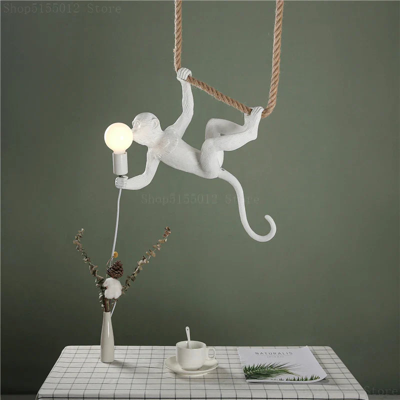 Afralia™ Resin Monkey Pendant Lights for Stylish Living Spaces