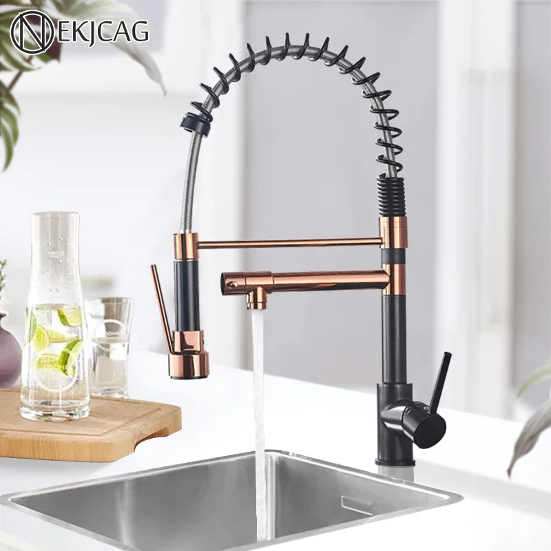 Afralia™ Spring Kitchen Faucet with Pull Down Sprayer and Double Nozzle