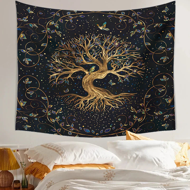 Life Trees Bohemian Decorative Tapestry by Afralia™ - Large Size Yoga Mat Sofa Blanket