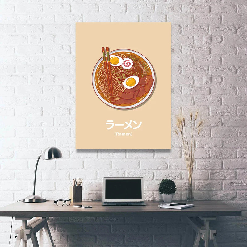 Afralia™ Japanese Narutomaki Ramen Wall Art Print for Modern Home Decoration