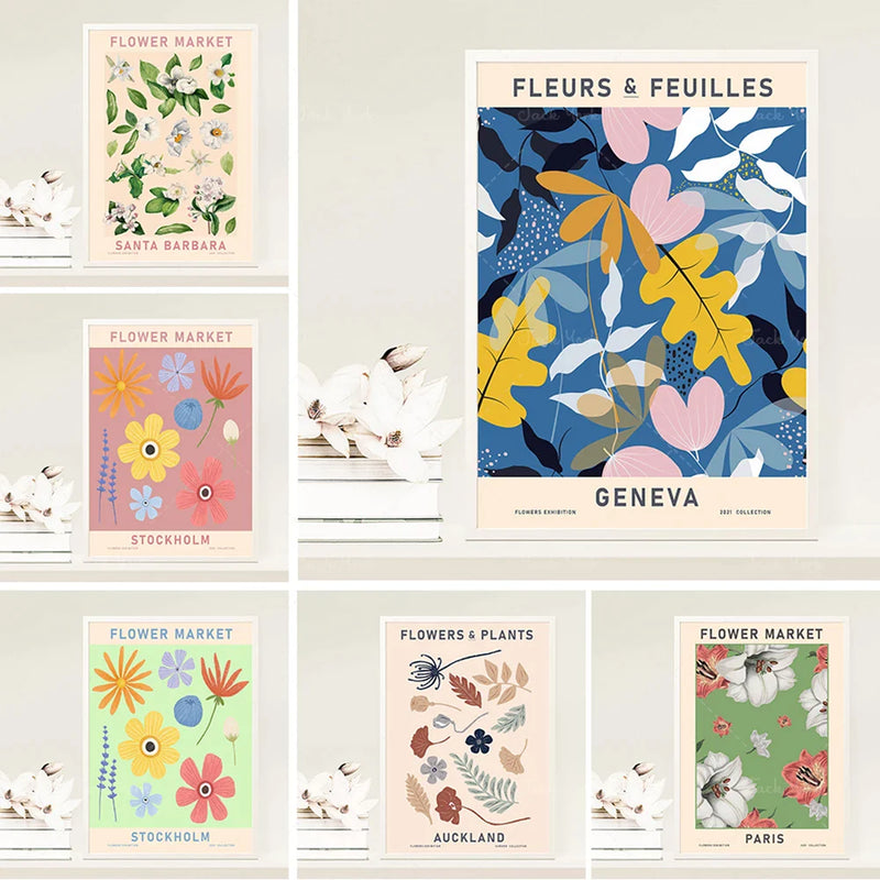 Afralia™ Floral Poster: Flower Market Lima, Shop, Print & Wall Art Bouquet