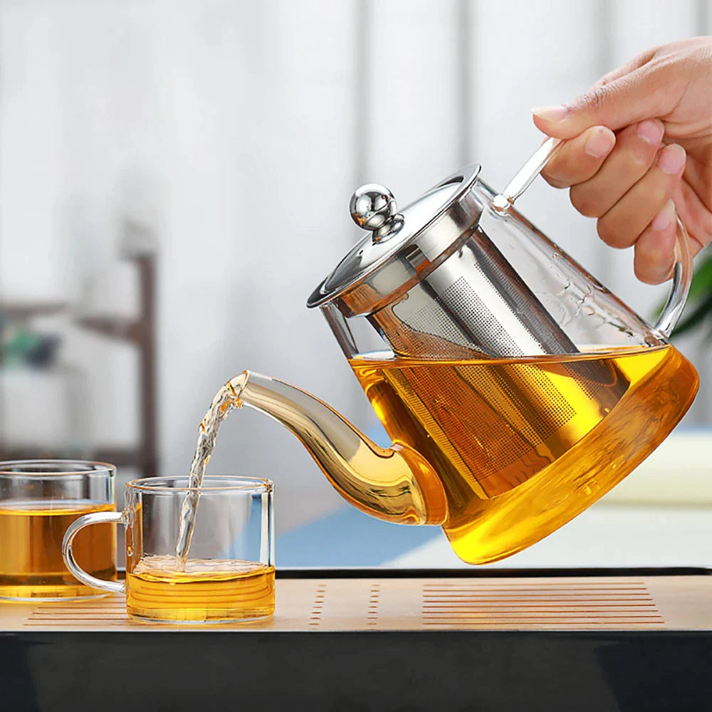 Afralia™ Glass Tea Infuser Pot: Filtered Teapot for Oolong, Puer, Coffee & Flower Tea