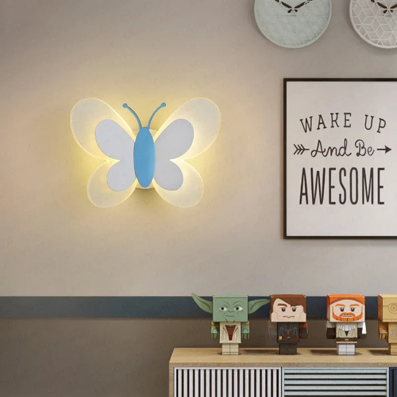 Afralia™ Butterfly Girl Room Lamp Creative Cartoon Children Energy-Saving Bedside Lamp