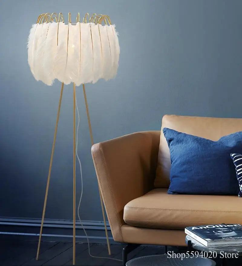 Afralia™ Modern Minimalist Feather Floor Lamp for Living Room - LED Art Light