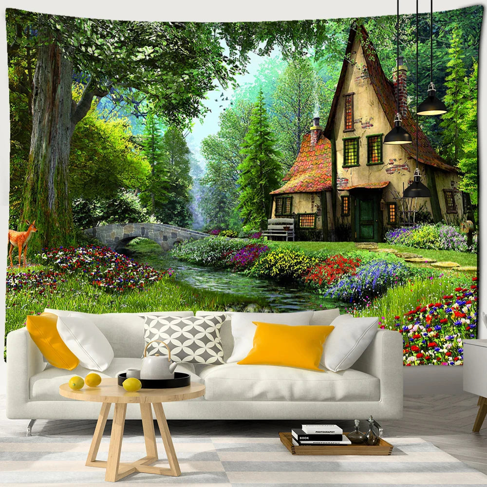 Afralia™ Magnolia Flower Tapestry: Bohemian Hippie Art Wall Hanging for Bedroom & Living Room