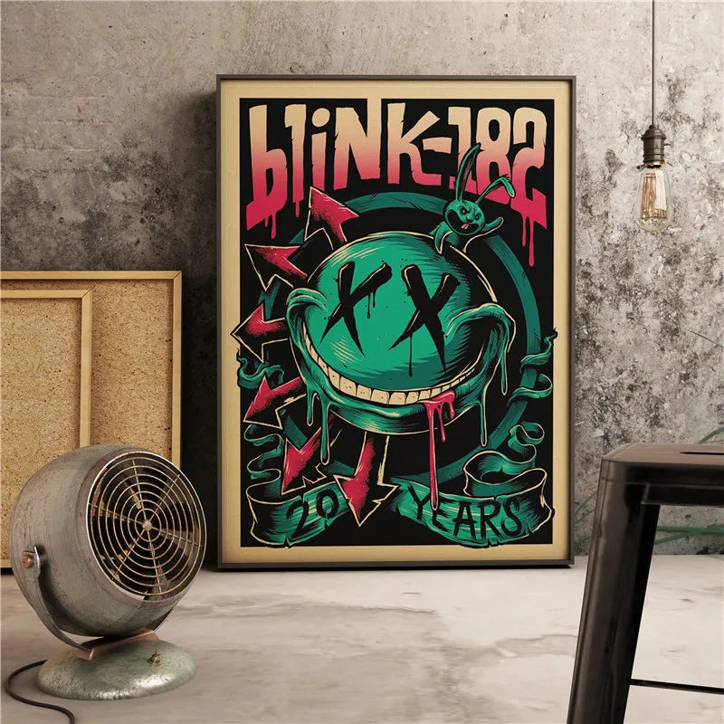 Blink 182 Retro Poster Print Art Canvas Painting Wall Decor by Afralia™