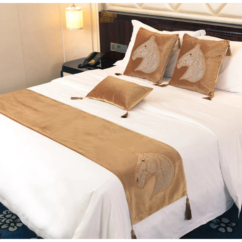 Afralia™ Gold Rhinestone Square Pillow Case with Tassels Luxury Accent Decorative Cover