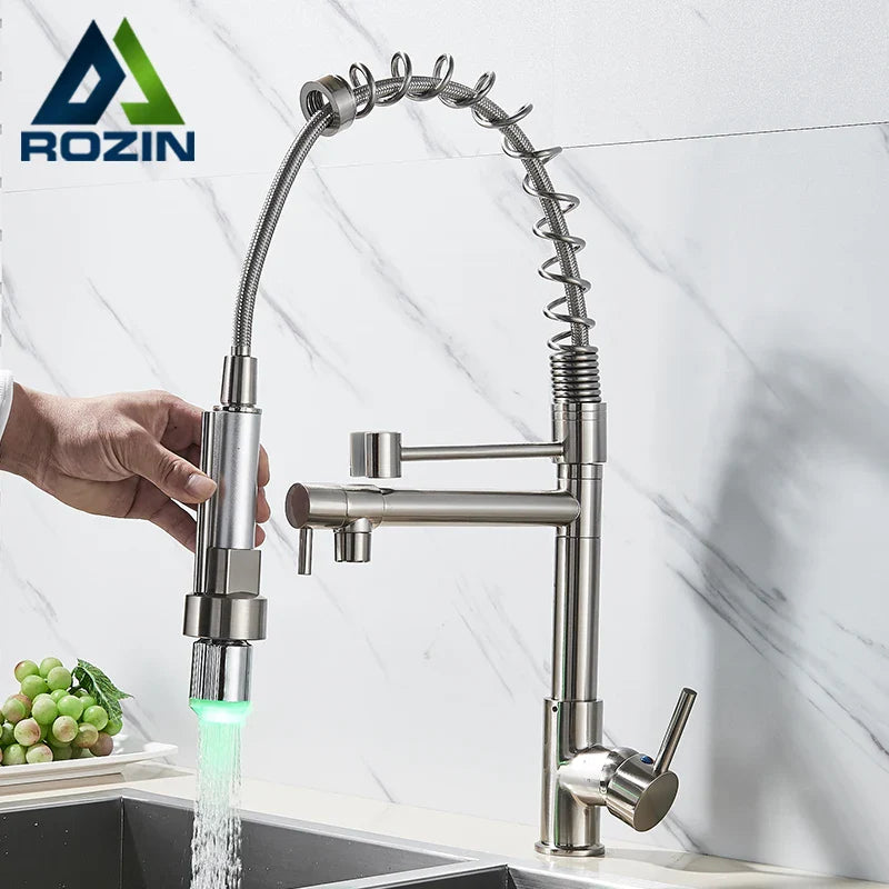 Afralia™ LED Chrome Kitchen Faucet with Color Changing Mixer Spout