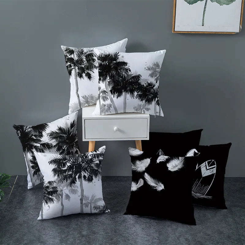 Afralia™ Nordic Black White Minimalist Style Car Sofa Pillow Cushion 45x45cm - Wholesale