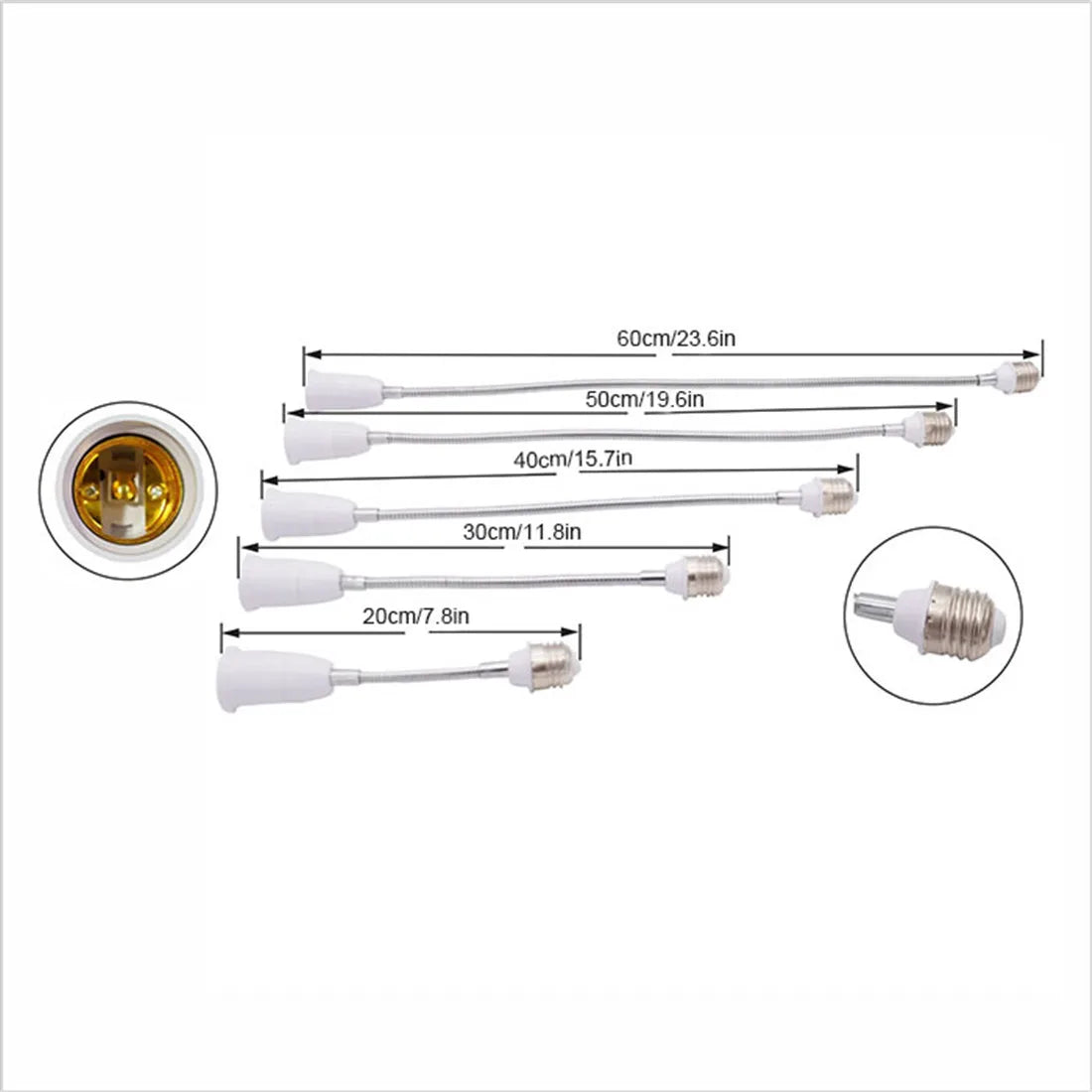 Afralia™ Gooseneck E27 to E27 Base Extension Adaptor for Lamp Bulb Holder