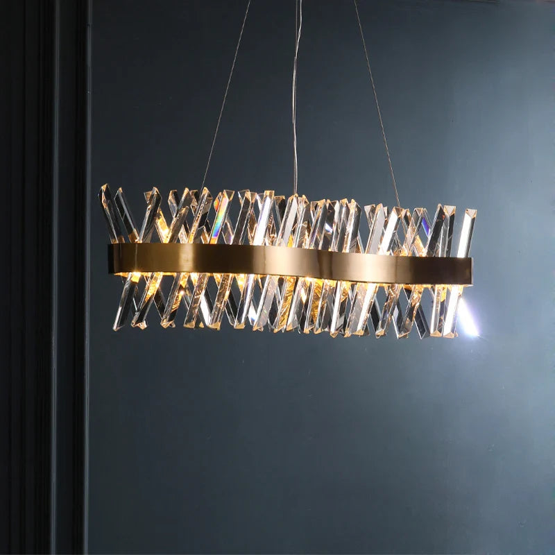 Afralia™ Gold Crystal LED Chandelier for Dinning Room