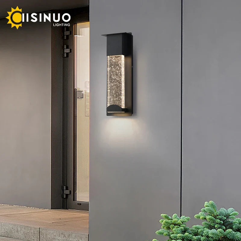 Afralia™ Crystal Outdoor LED Wall Light with PIR Motion Sensor, IP65 Waterproof Sconce Luminare