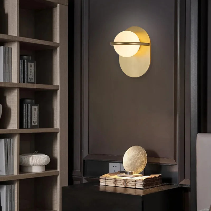 Afralia™ Glass Ball Gold Wall Light Sconce | Modern Nordic Bedside Indoor Lamp