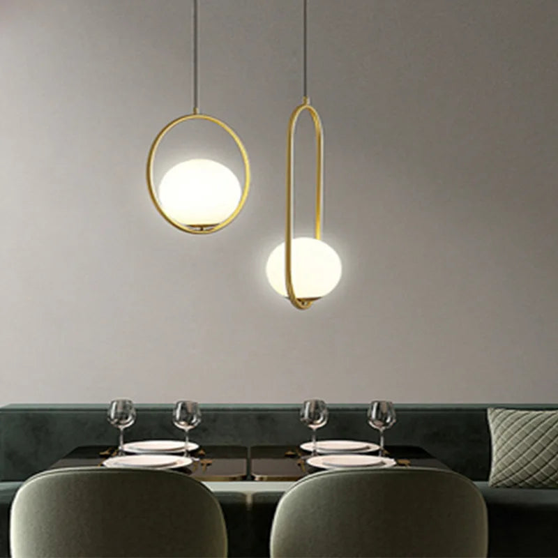 Afralia™ White Glass Ball Pendant Lights for Dining Room Bar Lighting