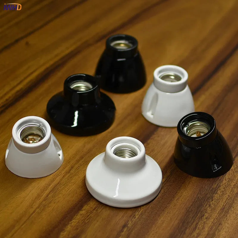 Afralia™ Ceramic E27 Lamp Bulb Holder Base, Table Ceiling Fitting Socket Lampholder