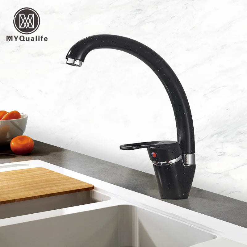 Afralia™ Black Single Handle Kitchen Faucet - Hot and Cold Water Mixer