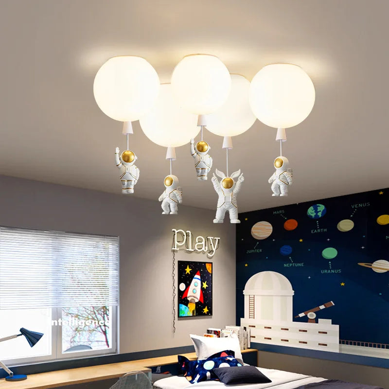 Afralia™ Kids Space Balloon LED Ceiling Lamp - Creative Nordic Cartoon Decor