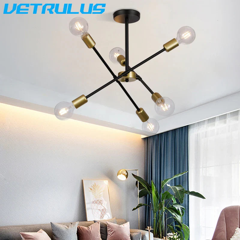 Afralia™ Iron Sputnik Chandelier: Modern Nordic Design Ceiling Light for Living Dining Room