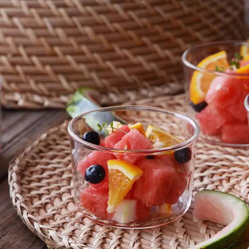 Afralia™ Glass Dessert Cup Set, 250ml High Temperature Resistant Milk Tea Pudding Water Bottle