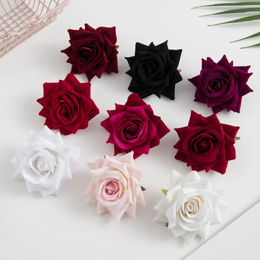 Afralia™ Pink Roses Head Scrapbooking Artificial Flowers Bridal Wedding Decor DIY