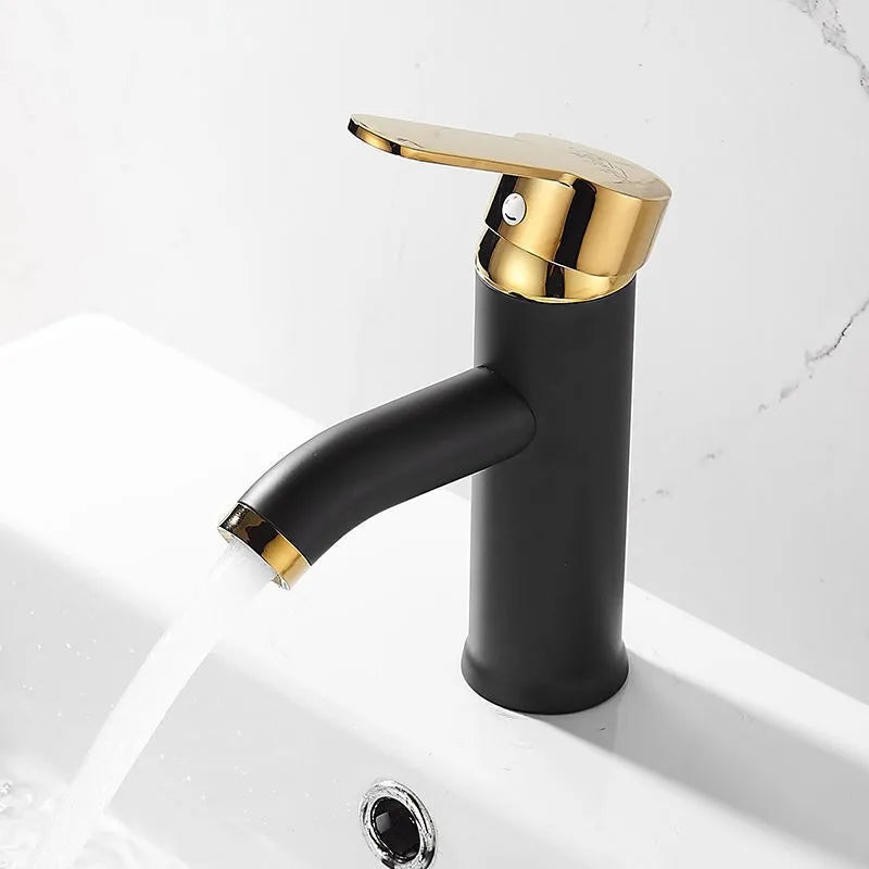 Afralia™ Matte Black Gold Bathroom Faucet Basin Mixer Tap Deck Mounted Lavatory Sink