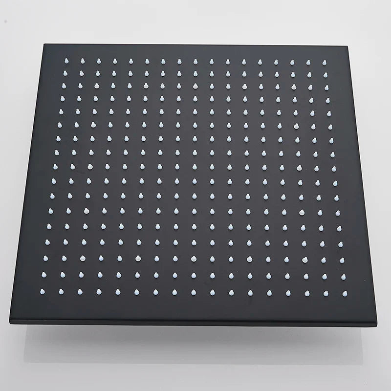 Afralia™ Matte Black Shower Faucet Set with LED Rain Shower Head