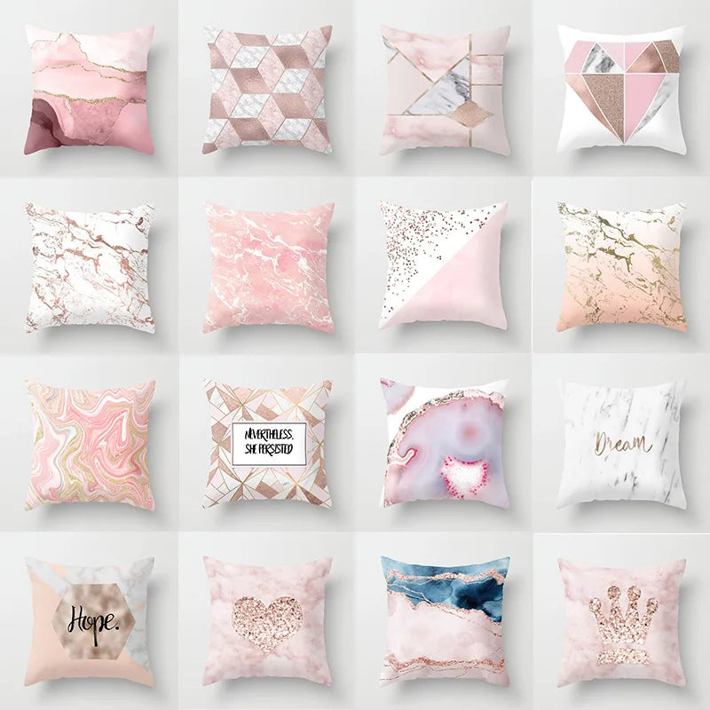 Afralia™ Pink Glitter Letter Flower Geometric Cushion Pillow for Kids - Party Decor