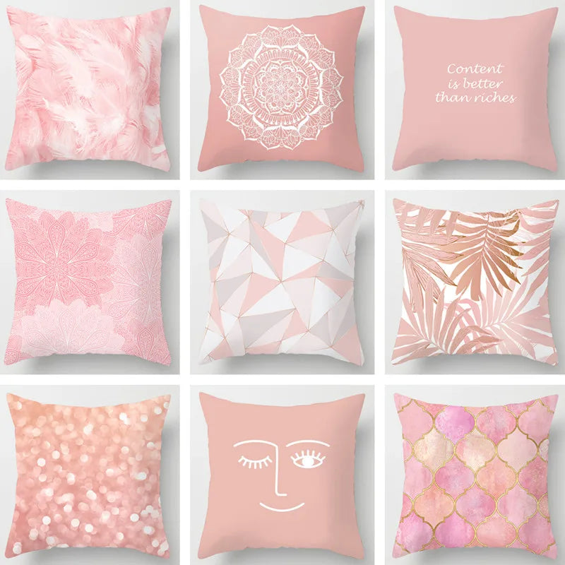 Afralia™ Short Plush Pink Feather Pillowcase 45*45cm