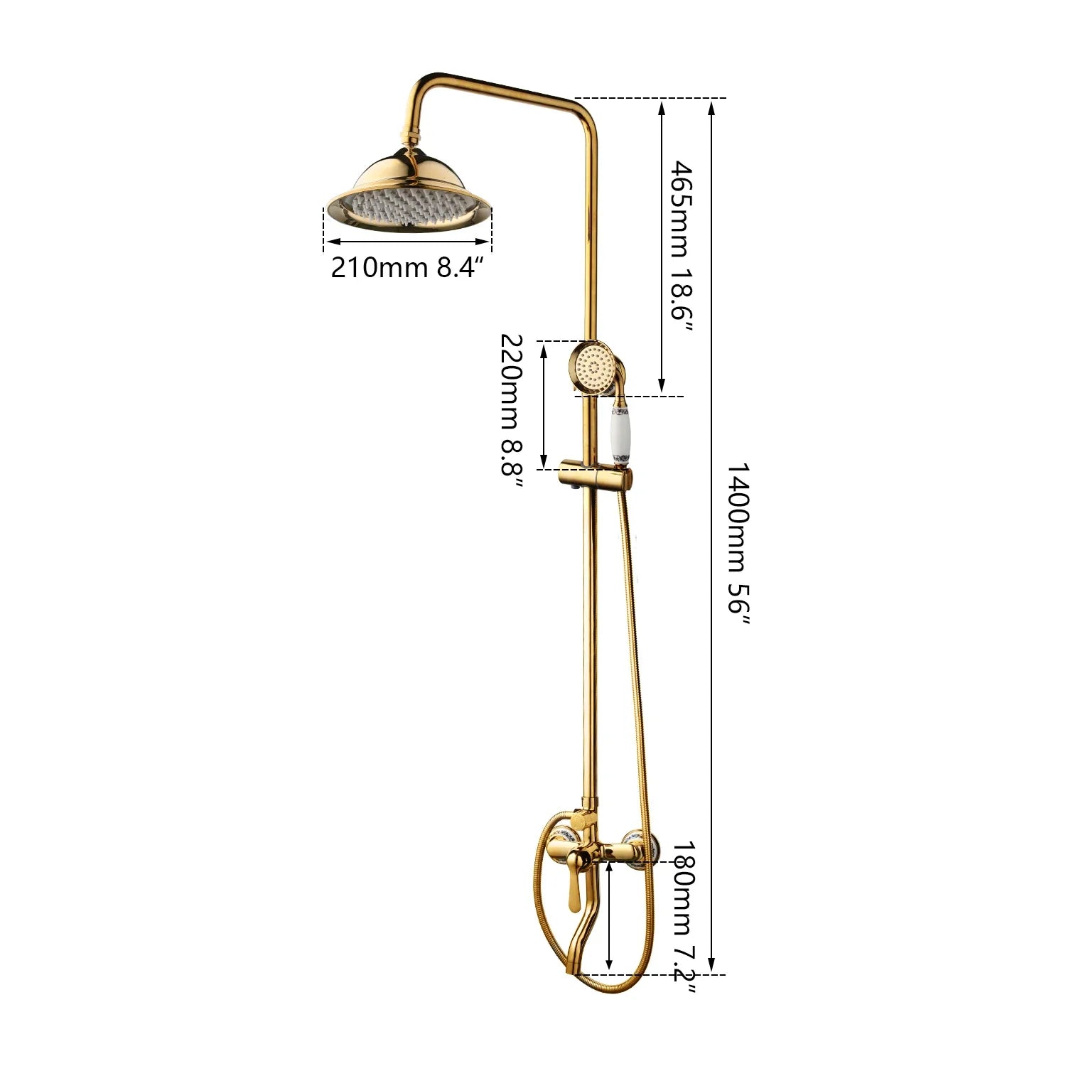 Afralia™ Golden Polished Shower Head with High Pressure Aerator Nozzle