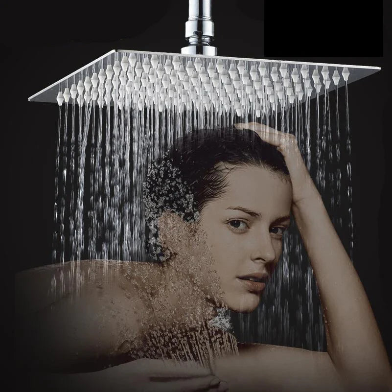 Afralia™ 8/16 Inch Chrome Shower Set with Rainfall Head, Ceiling Mount Mixer, Brass Faucet