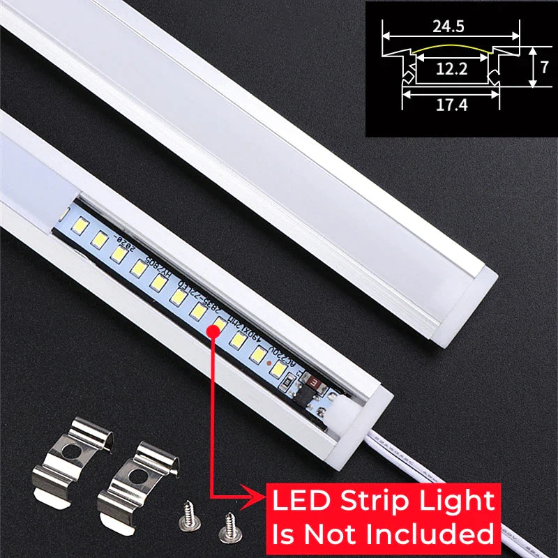Afralia™ 0.5m U/YW Aluminum Profile Recessed Channel with Milky Cover for LED Strip Lights