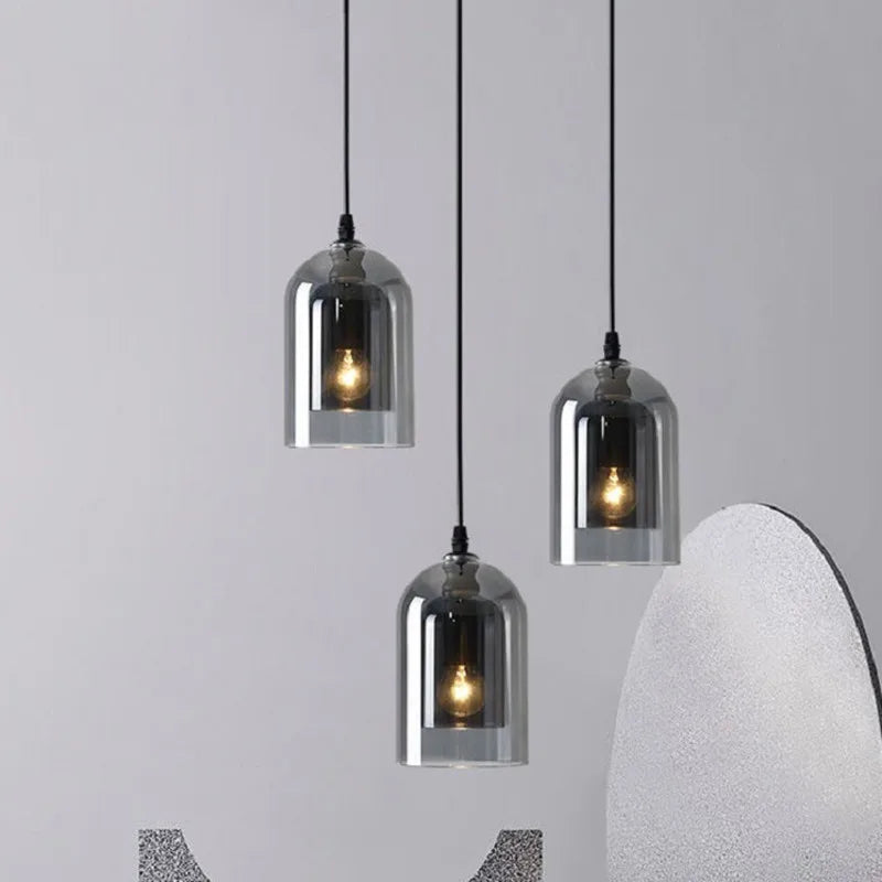 Afralia™ Smoke Grey Glass Chandelier for Living room Bedroom Kitchen Coffee Shop Light