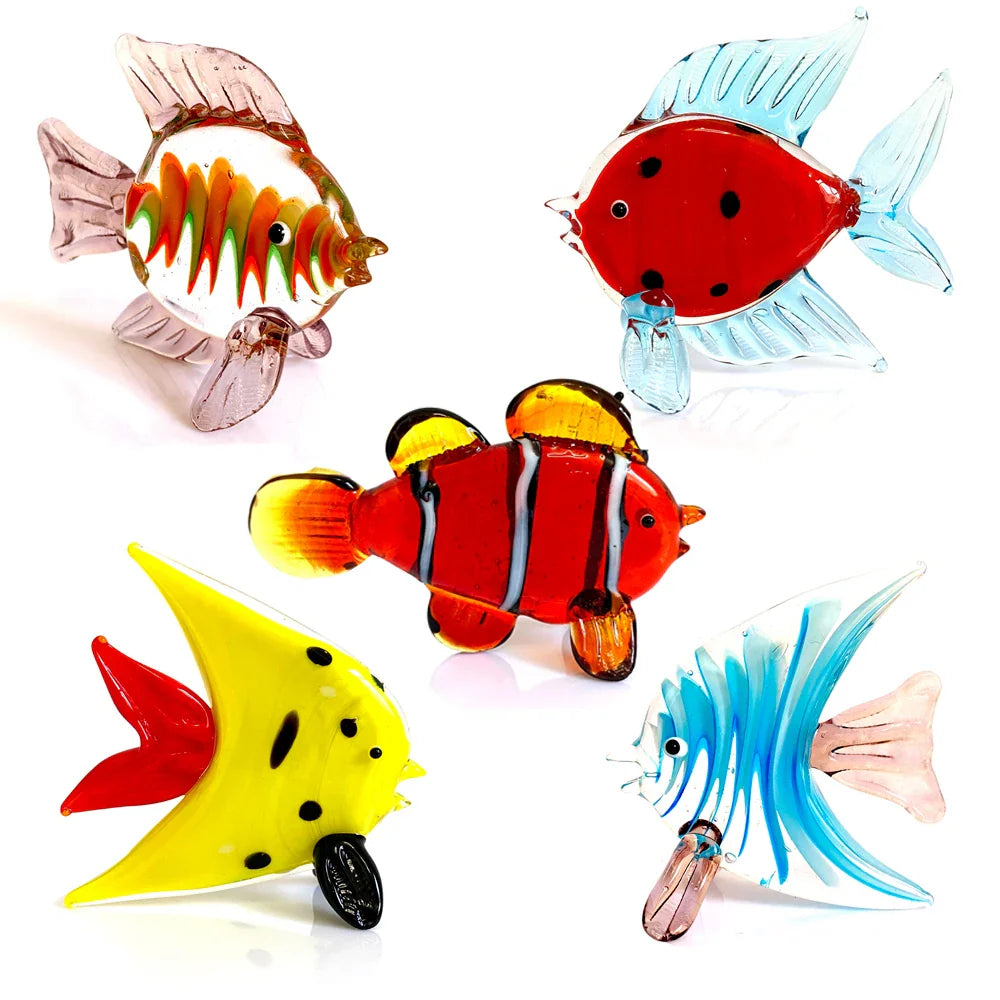 Afralia™ Crystal Glass Tropical Fish Figurines | Hand Blown Modern Home Decor