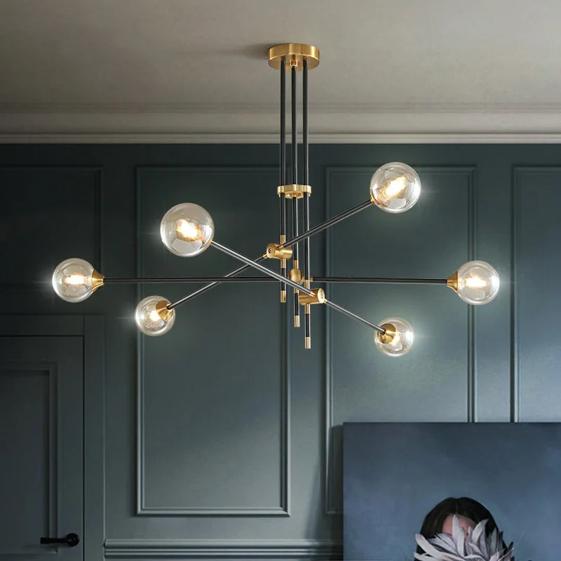 Afralia™ Geometric Glass Ball Chandelier: Post-modern LED Pendant Lights for Stylish Decor
