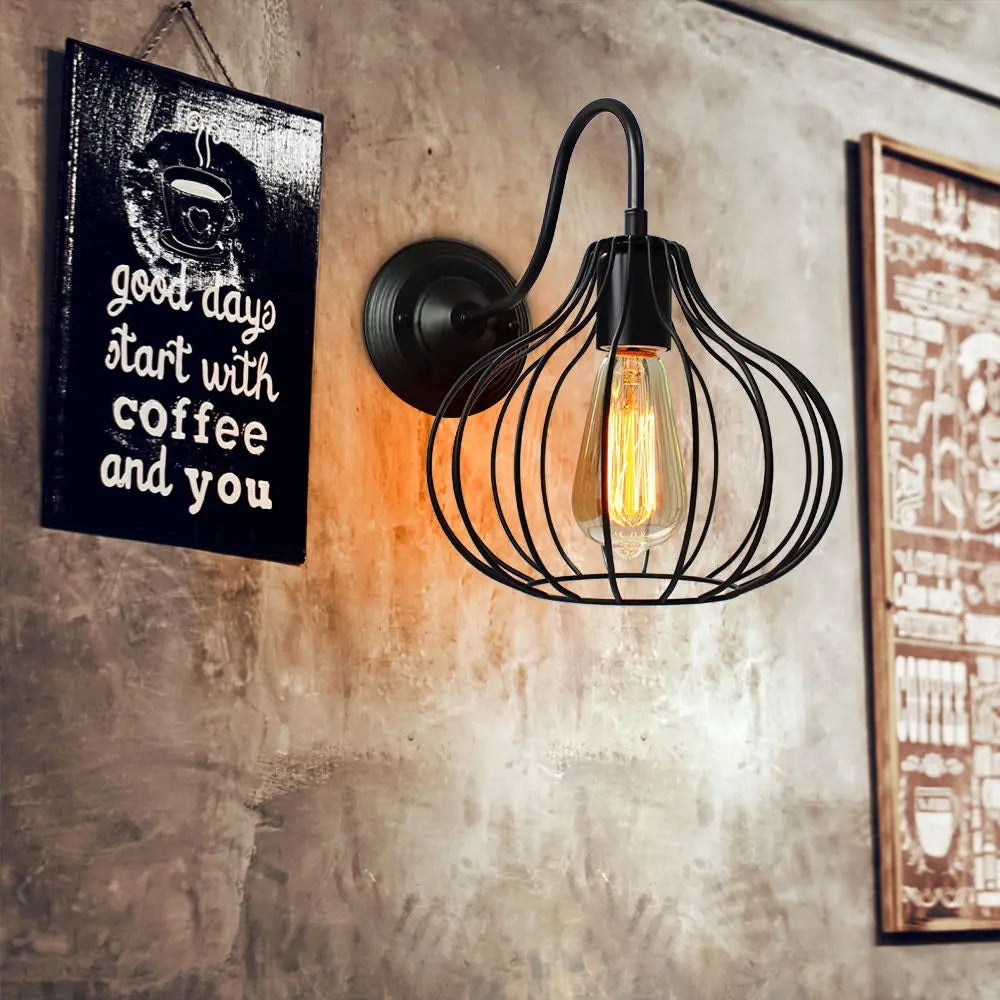 Afralia™ Industrial Iron Wall Sconce E27 Retro Loft Vintage LED Light Fixture