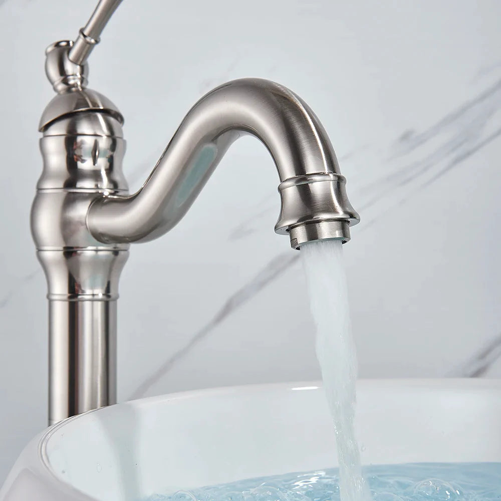 Afralia™ Brushed Nickel Single Handle Bathroom Sink Faucet Swivel Spout Mixer Tap