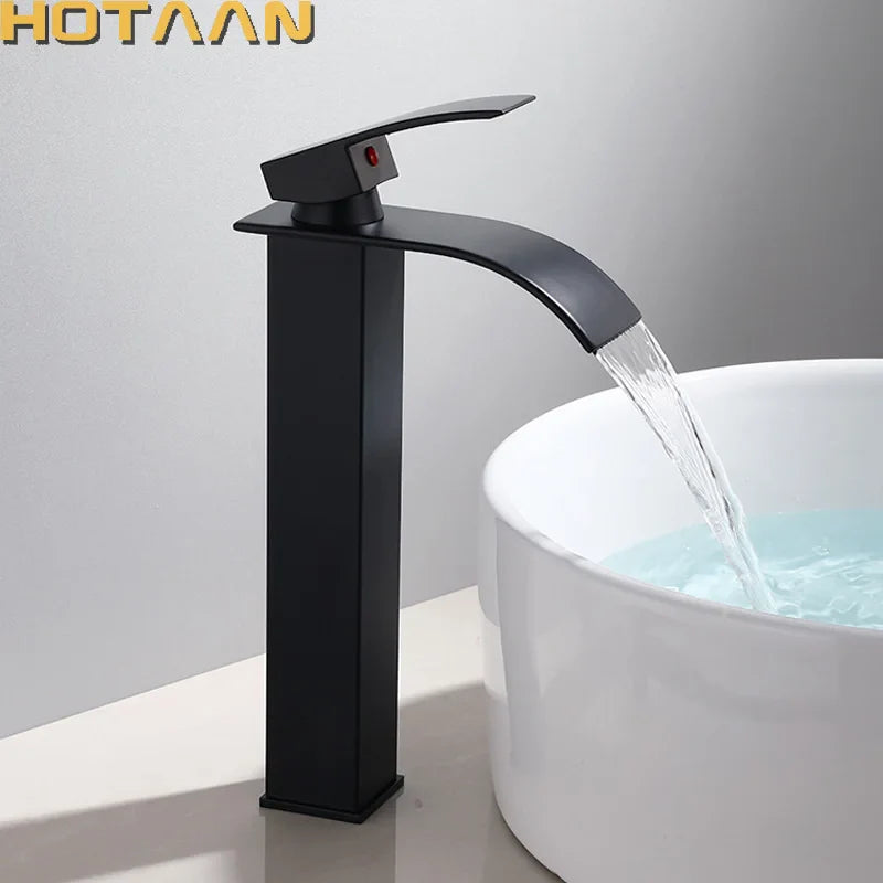 Afralia™ Black Plated Brass Basin Faucet Single Lever Hot&Cold Mixer Tap